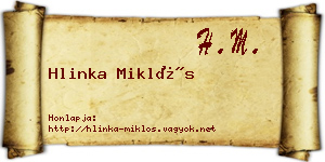 Hlinka Miklós névjegykártya